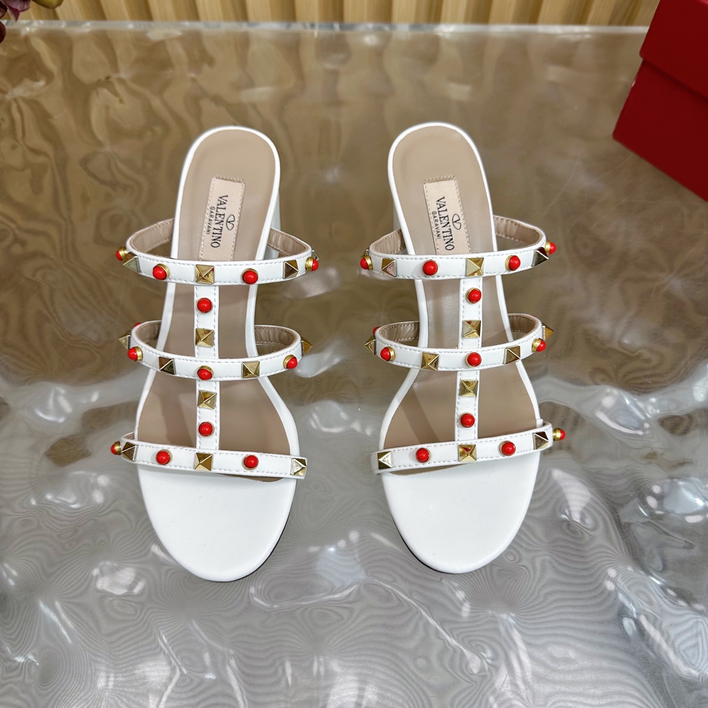 Valentino Garavani Rockstud Embellished Leather Heeled Sandals - White 7 i1742598089172 2892 0 5