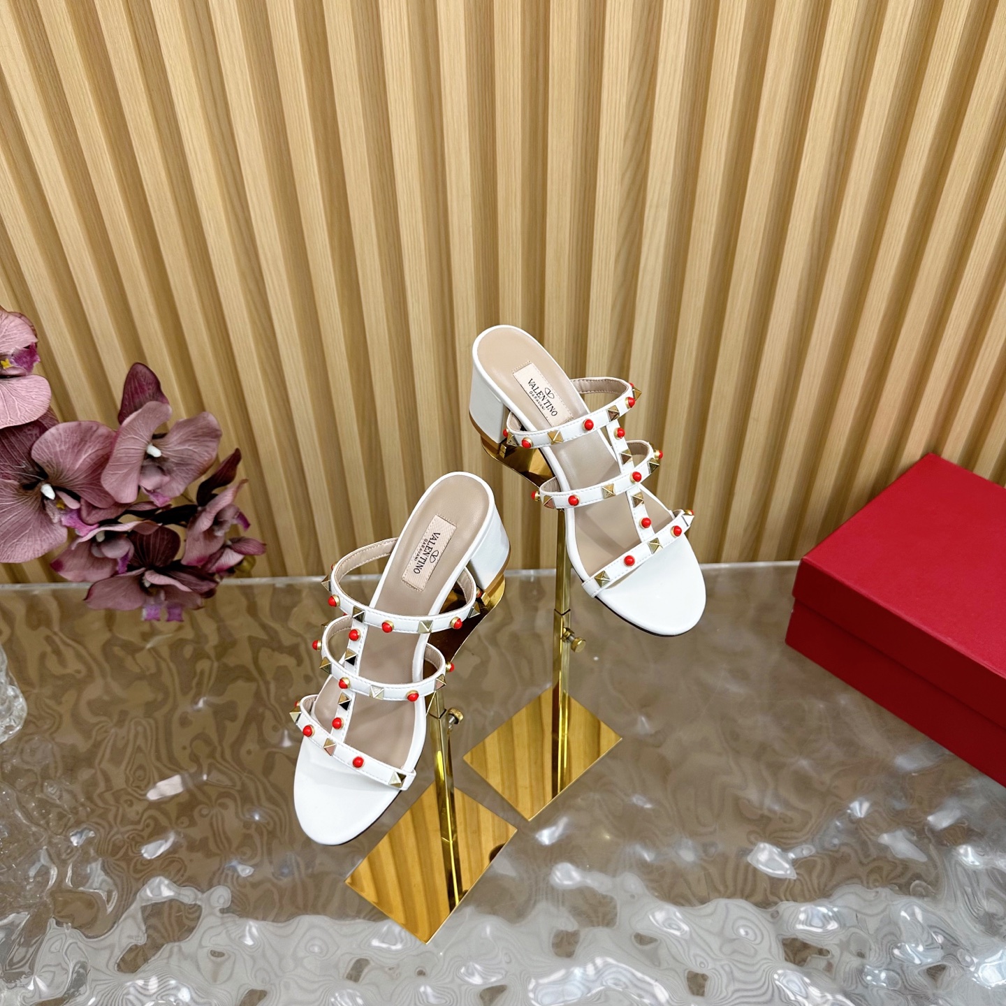 Valentino Garavani Rockstud Embellished Leather Heeled Sandals - White 3 i1742598089196 4537 0 0