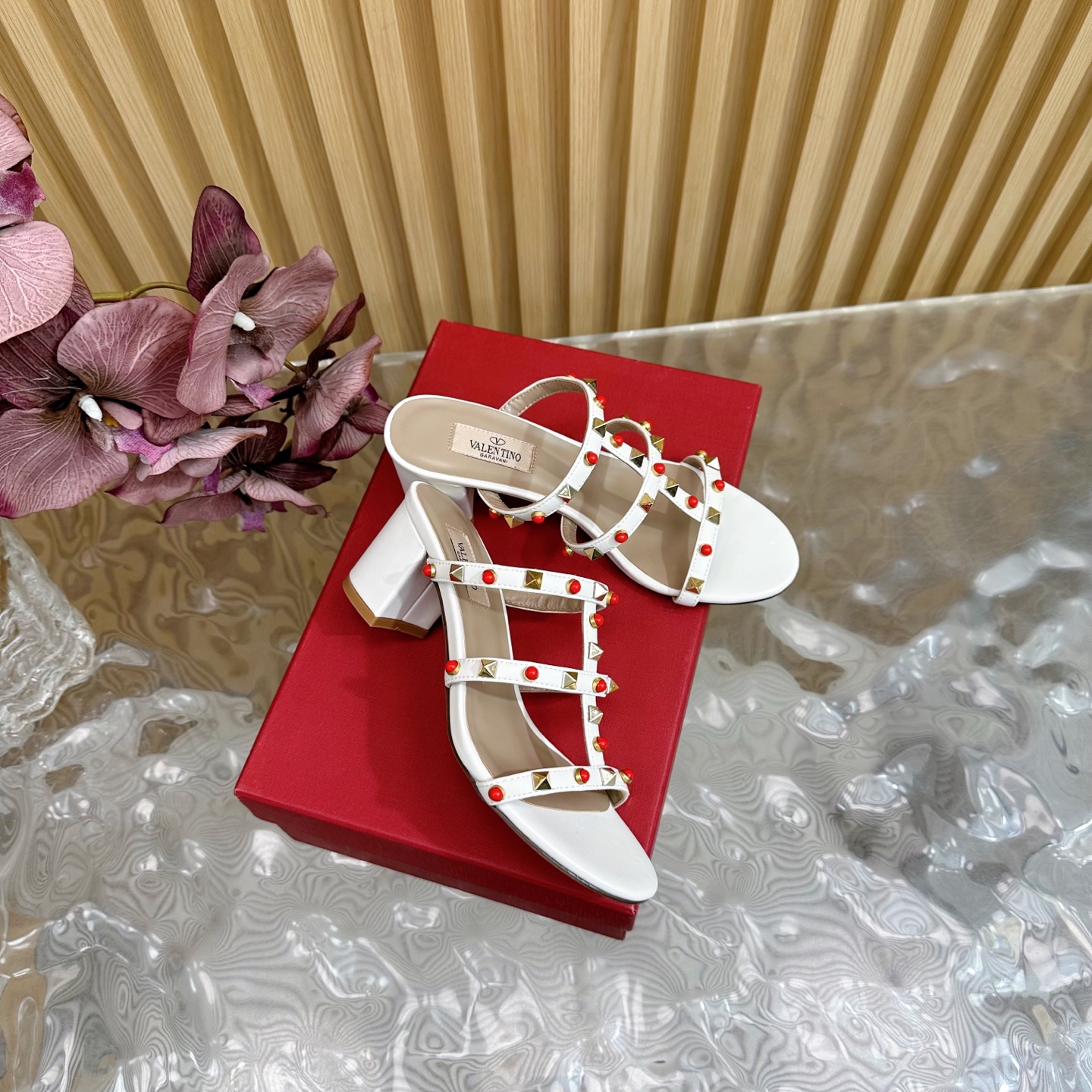Valentino Garavani Rockstud Embellished Leather Heeled Sandals - White 5 i1742598089221 8317 0 2