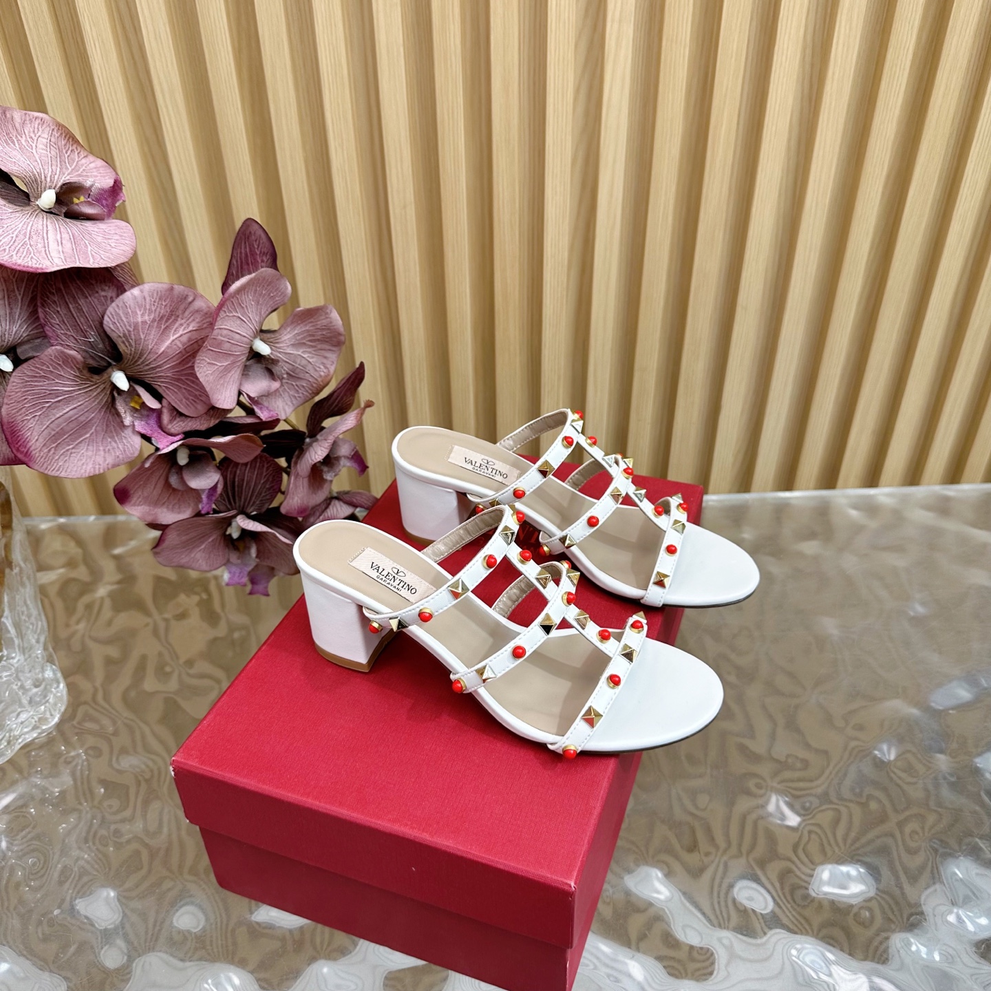 Valentino Garavani Rockstud Embellished Leather Heeled Sandals - White 4 i1742598091809 7202 0 1