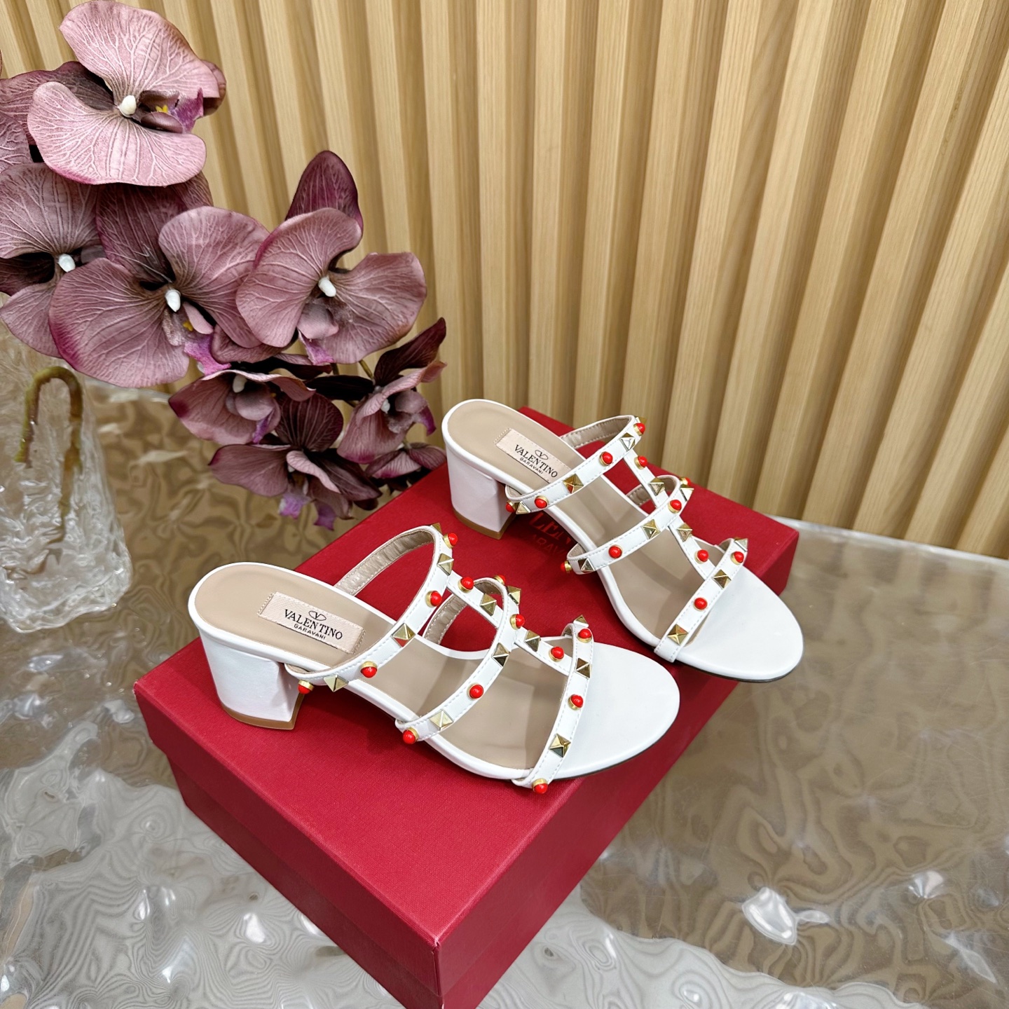 Valentino Garavani Rockstud Embellished Leather Heeled Sandals - White 2 i1742598091838 9520 0 3