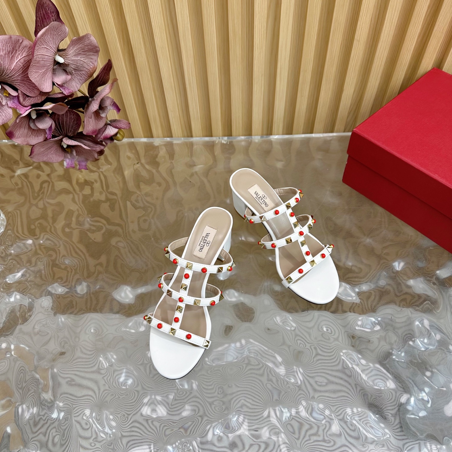 Valentino Garavani Rockstud Embellished Leather Heeled Sandals - White 8 i1742598091852 5066 0 6