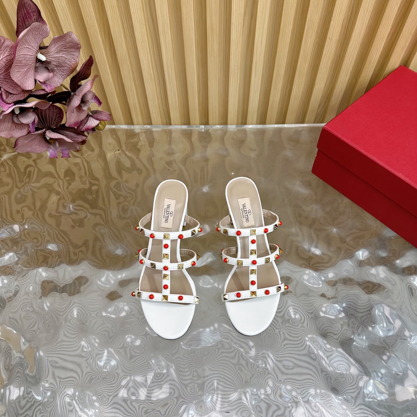 Valentino Garavani Rockstud Embellished Leather Heeled Sandals - White 6 i1742598091852 5521 0 4