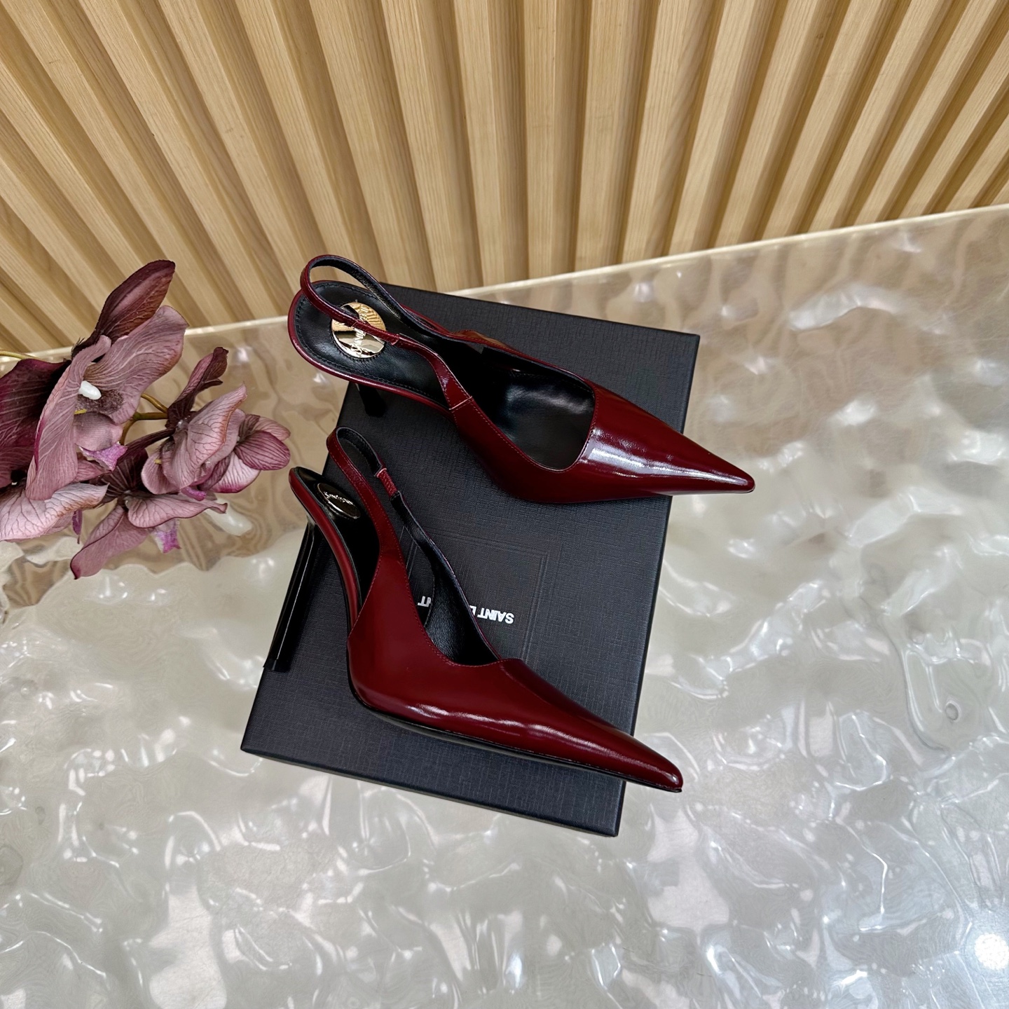 SAINT LAURENT Saint Roland 25ss Floral Pointy Heel Heels with YSL Metal Detail – Product Details - 图片 2
