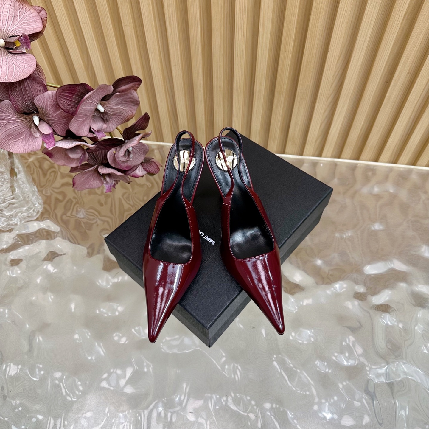 SAINT LAURENT Saint Roland 25ss Floral Pointy Heel Heels with YSL Metal Detail – Product Details - 图片 3