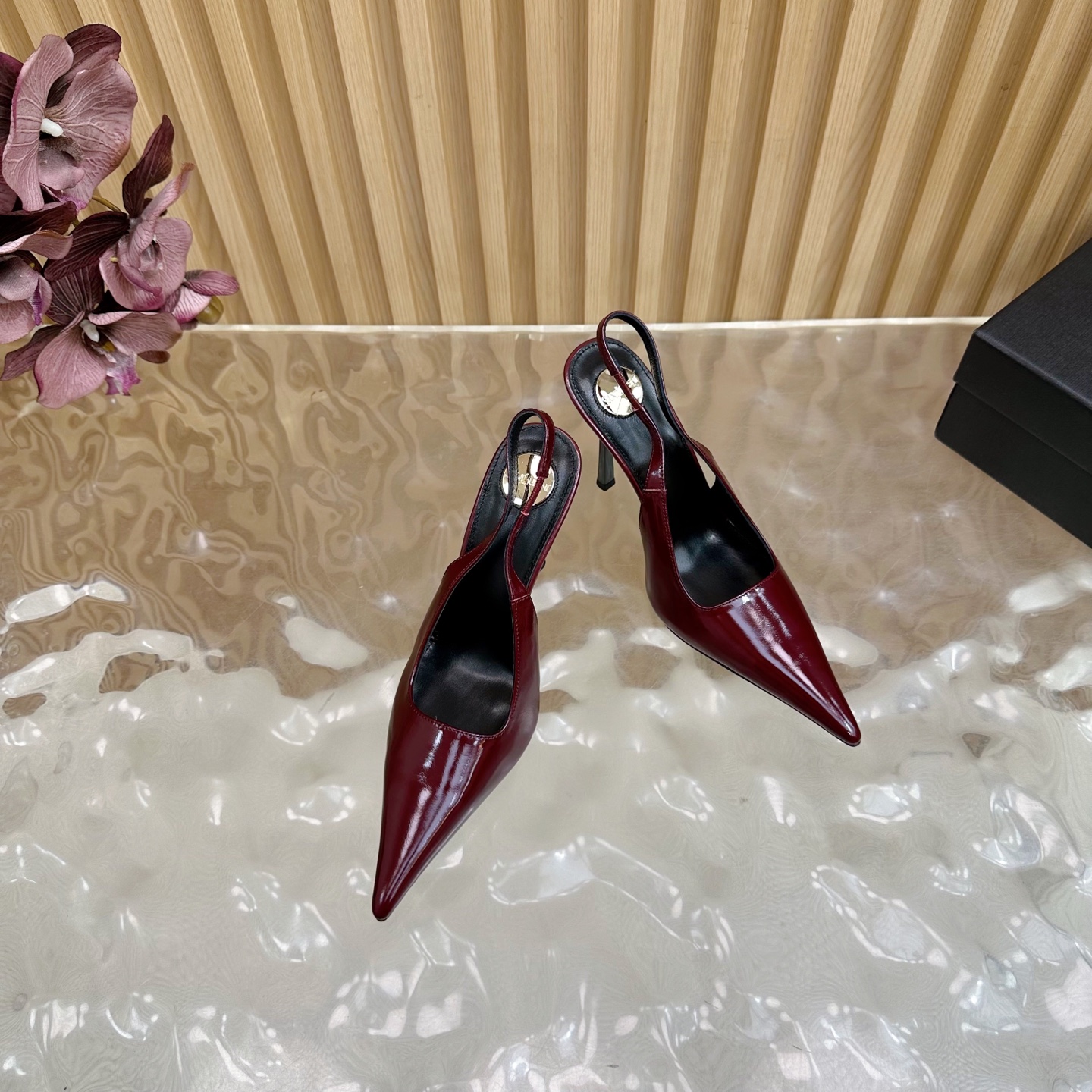 SAINT LAURENT Saint Roland 25ss Floral Pointy Heel Heels with YSL Metal Detail – Product Details - 图片 6