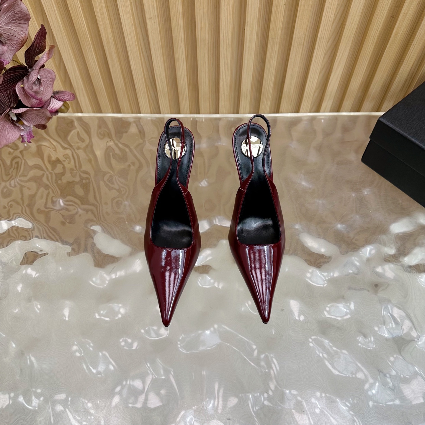 SAINT LAURENT Saint Roland 25ss Floral Pointy Heel Heels with YSL Metal Detail – Product Details - 图片 4