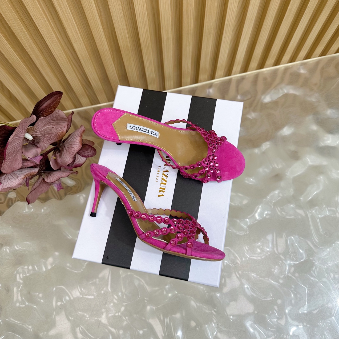 “Aquazzura 2025 Top Version Sheepskin High Heels for Parties and Nightclubs – 9.5cm Italian Leather” - 图片 2