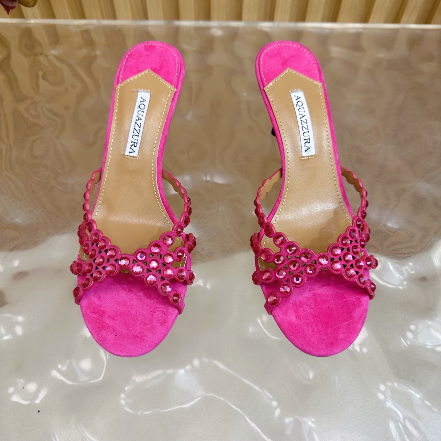 “Aquazzura 2025 Top Version Sheepskin High Heels for Parties and Nightclubs – 9.5cm Italian Leather” - 图片 5