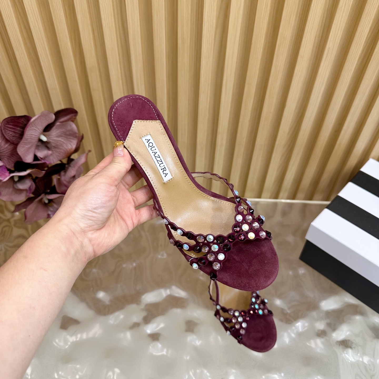 “Aquazzura 2025 Top Version: High-Quality Sheepskin Shoes for Parties and Nightclubs, 9.5cm High Heels” - 图片 7
