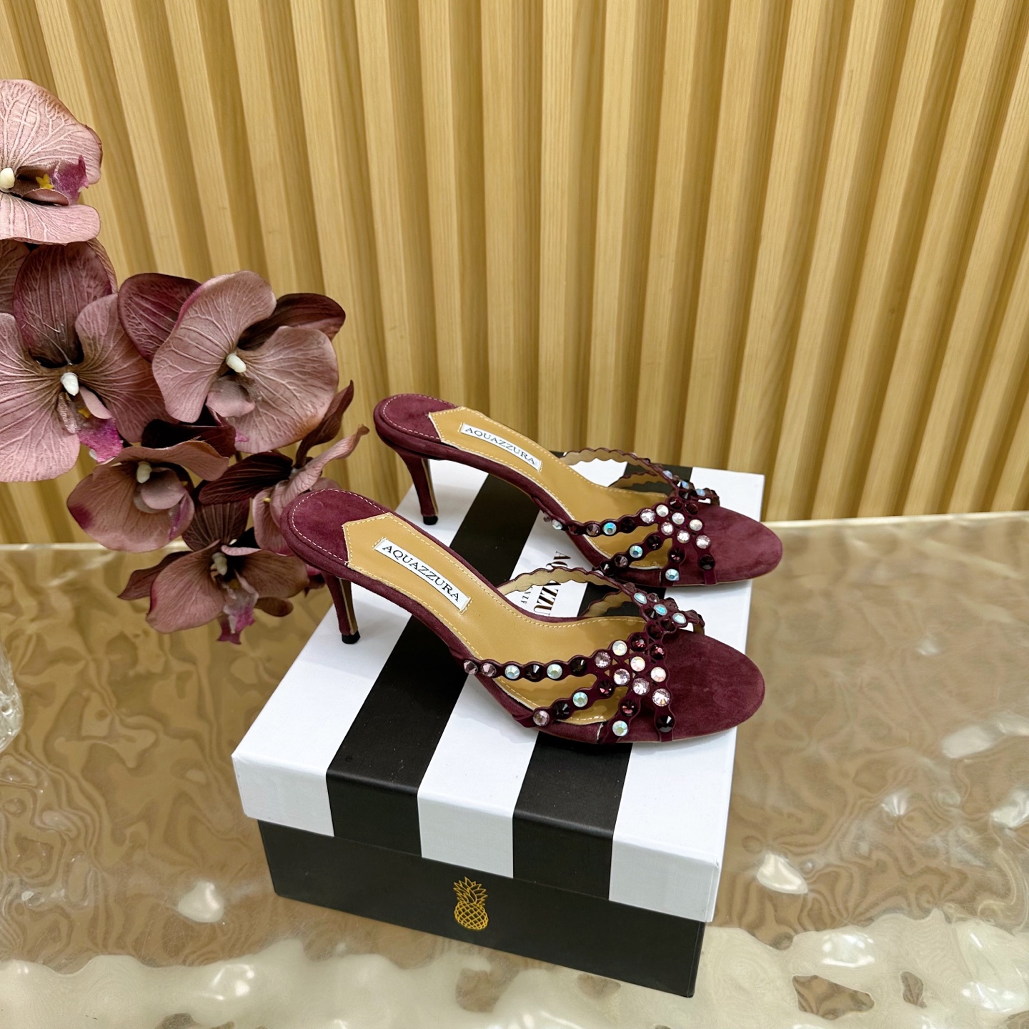 “Aquazzura 2025 Top Version: High-Quality Sheepskin Shoes for Parties and Nightclubs, 9.5cm High Heels”