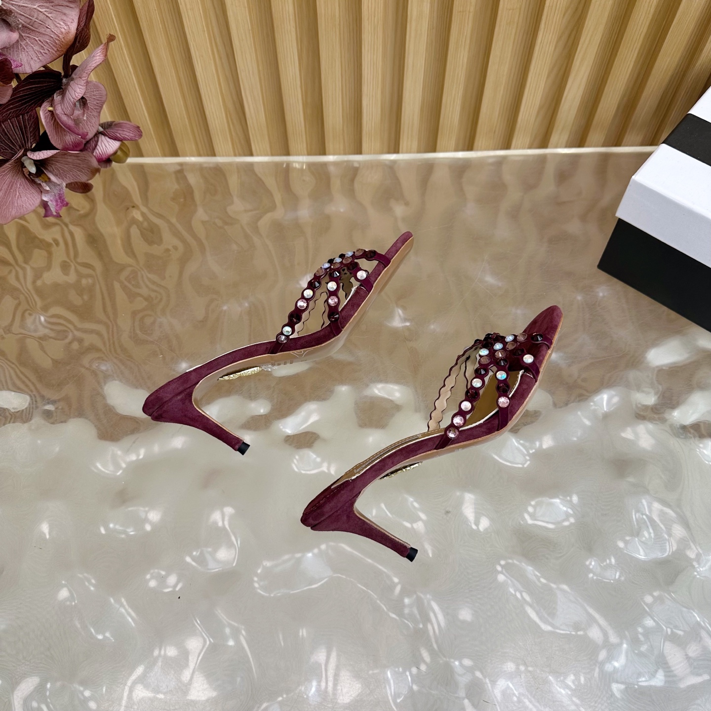 “Aquazzura 2025 Top Version: High-Quality Sheepskin Shoes for Parties and Nightclubs, 9.5cm High Heels” - 图片 9