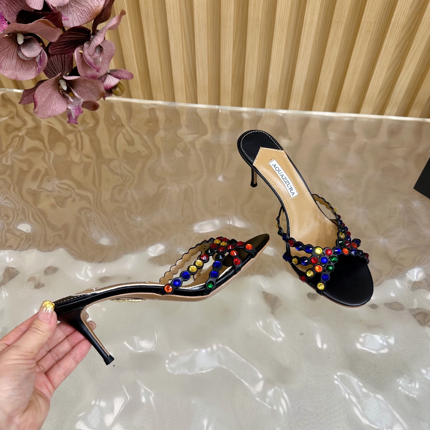 Title: Aquazzura 2025 Top Version Women’s Shoes Summary Summary: High-quality feminine shoes with sheepskin and Italian leather, suitable for parties and nightclubs, 9.5 cm - 图片 8