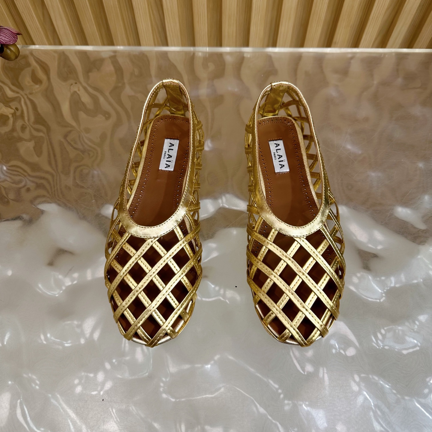 Alaia Women's Gold Leather Woven Mary Jane Ballet Flats, EU 35-41 6 i1755947487483 6527 0 4