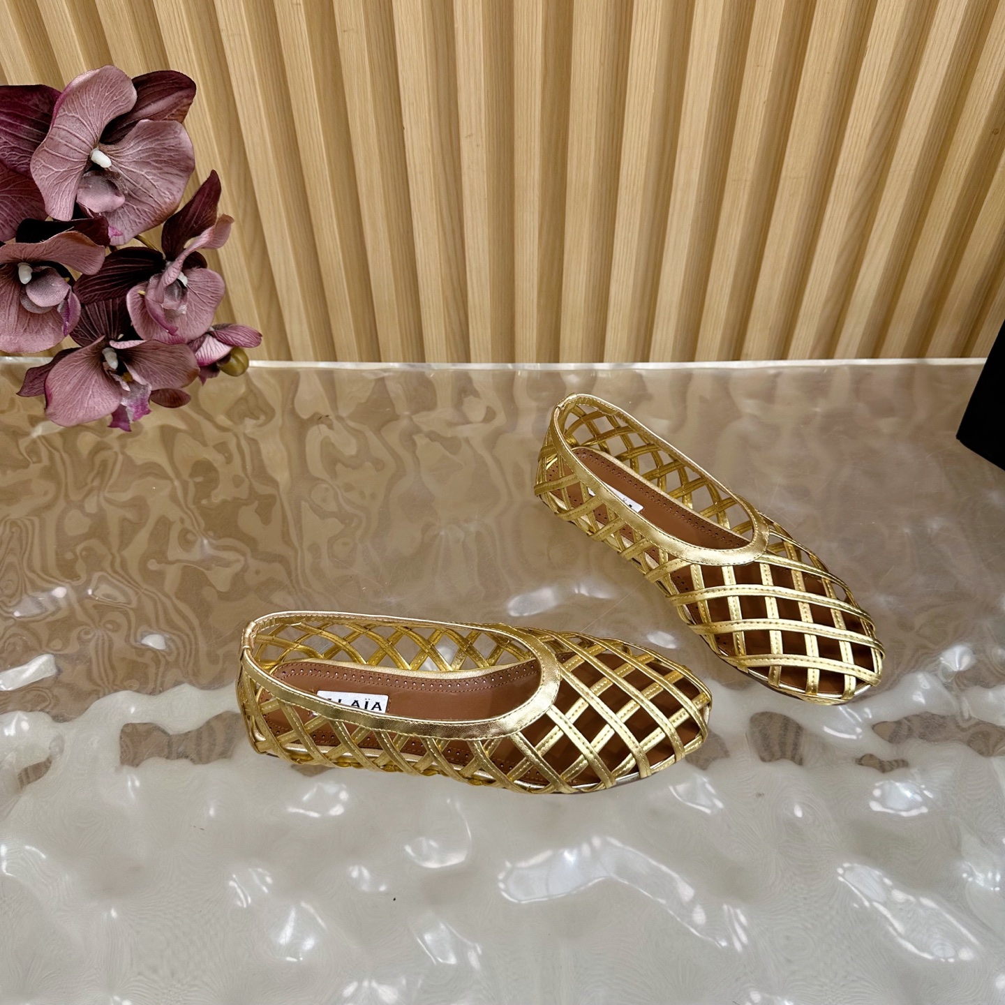 Alaia Women's Gold Leather Woven Mary Jane Ballet Flats, EU 35-41 8 i1755947487527 1864 0 6