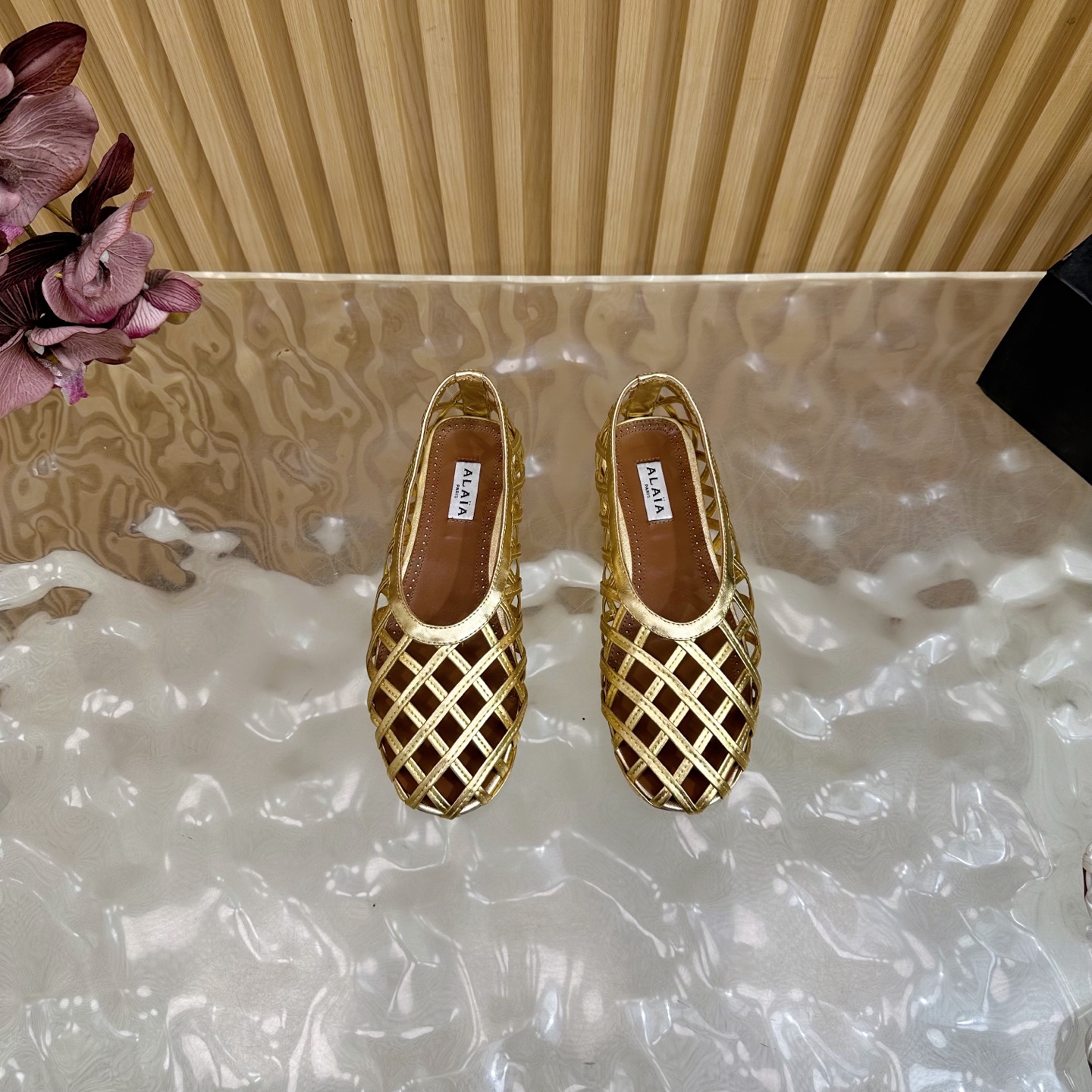 Alaia Women's Gold Leather Woven Mary Jane Ballet Flats, EU 35-41 5 i1755947487532 2135 0 3