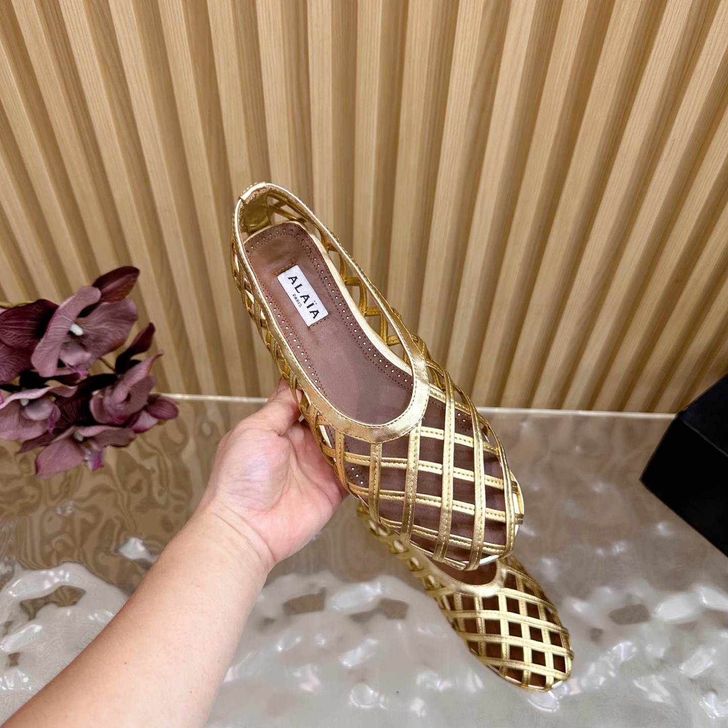 Alaia Women's Gold Leather Woven Mary Jane Ballet Flats, EU 35-41 9 i1755947490057 1023 0 7