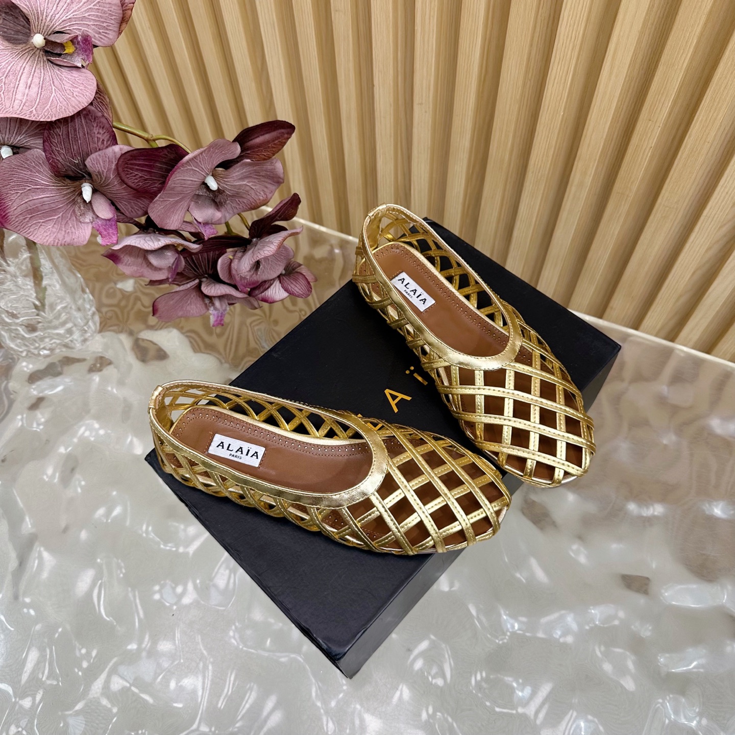 Alaia Women's Gold Leather Woven Mary Jane Ballet Flats, EU 35-41 3 i1755947490067 2387 0 1