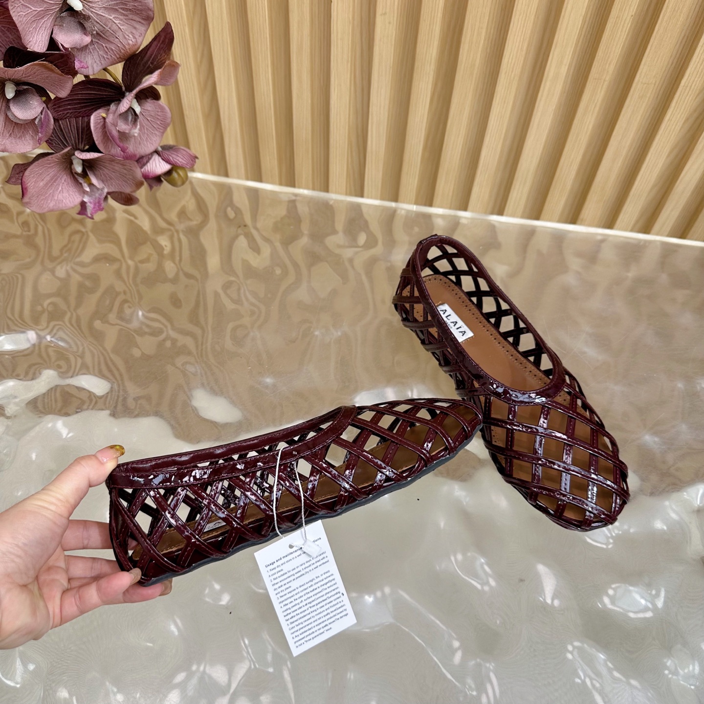 ALAIA Women's Hollowed-Out Mary Jane Ballet Flats Sandals 9 i1755947558417 2082 0 7