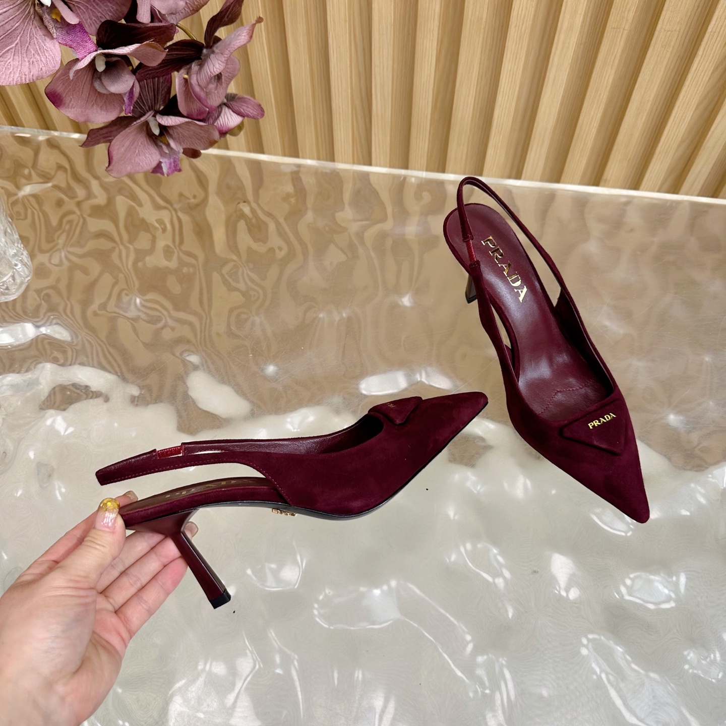 Prada Women's Slingback Pumps Elegant Pointed-Toe Stiletto Heel Shoes 9 i1755949952250 3424 0 7
