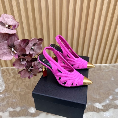 Balmain Women's Slingback Heels with Lipstick Heel and Suede Finish 1 Balmain Women's Slingback Heels with Lipstick Heel and Suede Finish