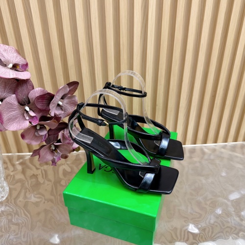 Bottega Veneta Women's Black Leather High Heel Sandals with Ankle Strap 1 Bottega Veneta Women's Black Leather High Heel Sandals with Ankle Strap