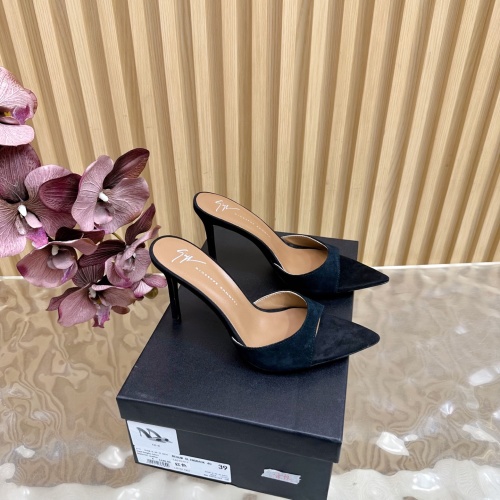Giuseppe Zanotti Women's Black Suede Pointed Toe Stiletto Heel Mules 1 Giuseppe Zanotti Women's Black Suede Pointed Toe Stiletto Heel Mules