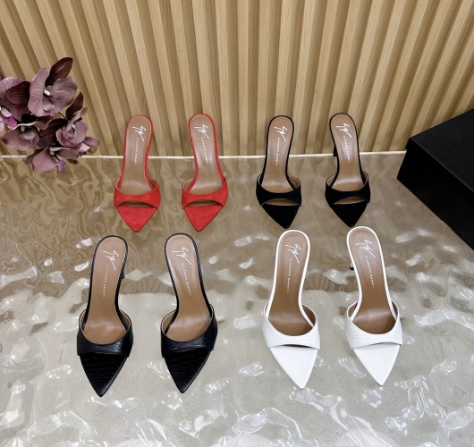 Giuseppe Zanotti Women's Pointed Toe Mules Leather Heeled Sandals 1 Giuseppe Zanotti Women's Pointed Toe Mules Leather Heeled Sandals