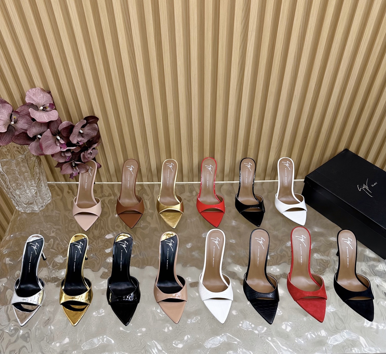 Giuseppe Zanotti Women's Pointed Toe Mule Heels Elegant Style Shoes