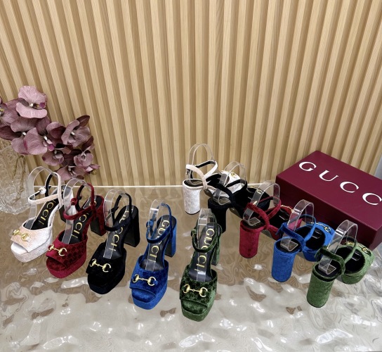 Gucci Velvet Platform Sandals with Iconic Horsebit Detail - Various Colors 1 Gucci Velvet Platform Sandals with Iconic Horsebit Detail - Various Colors