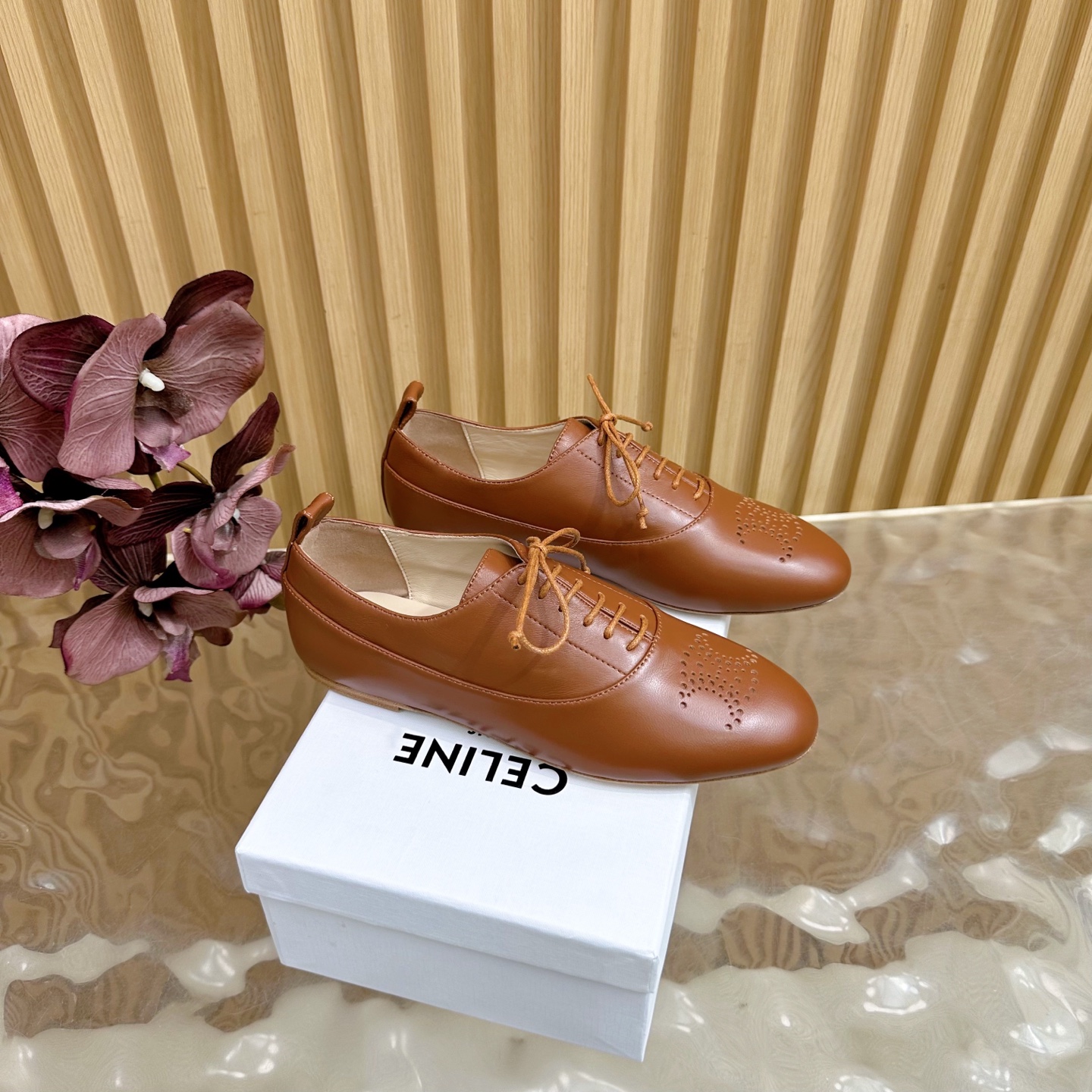 Celine Women's Triomphe Brown Leather Lace-up Dress Shoes Loafers 3 i1758437301186 2118 0 0