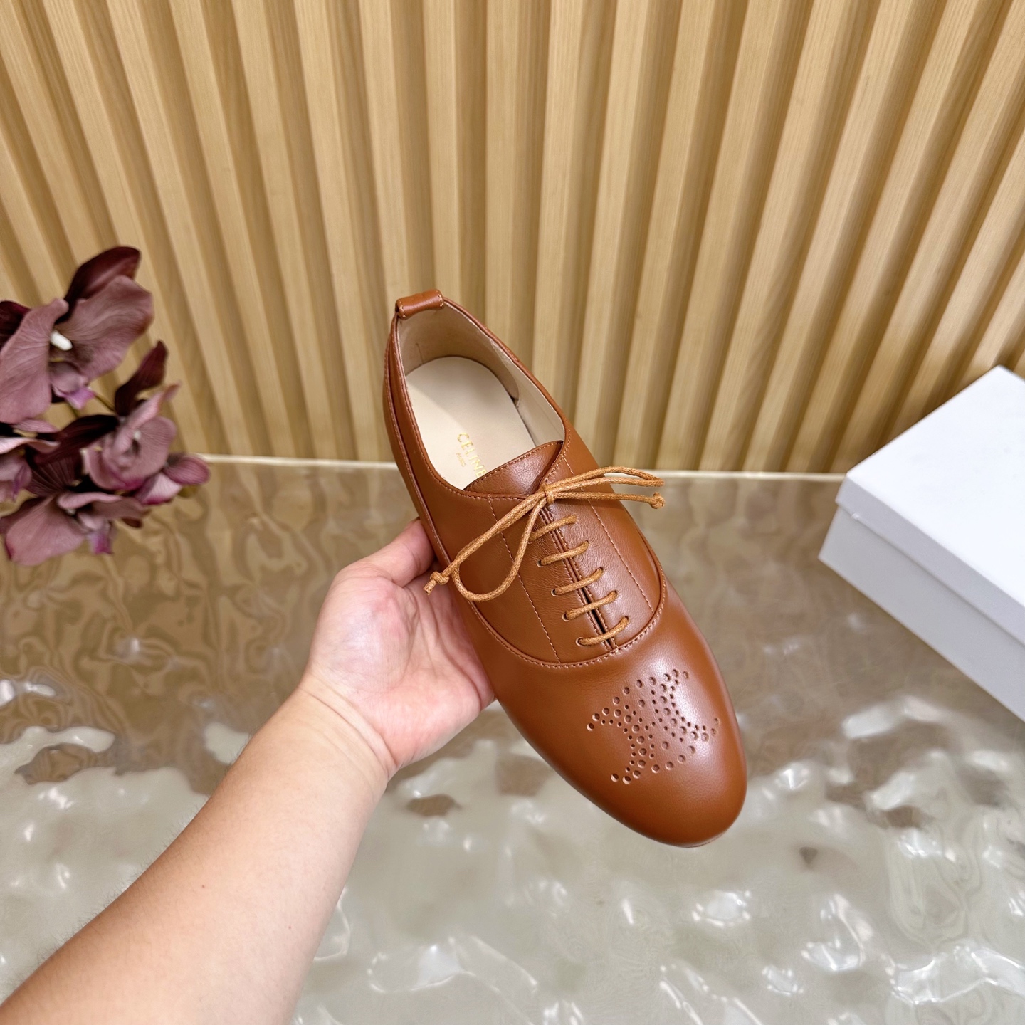 Celine Women's Triomphe Brown Leather Lace-up Dress Shoes Loafers 8 i1758437301201 3653 0 6