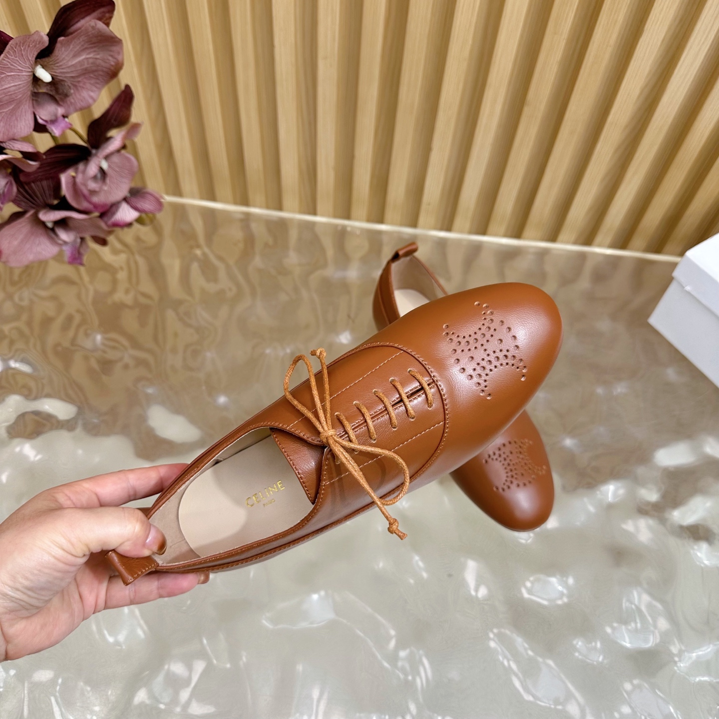 Celine Women's Triomphe Brown Leather Lace-up Dress Shoes Loafers 11 i1758437312308 1252 0 9