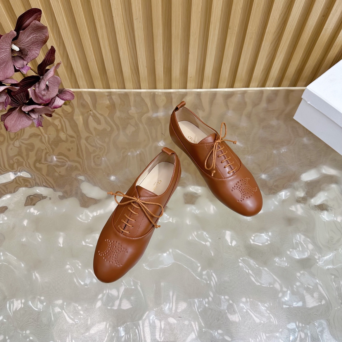 Celine Women's Triomphe Brown Leather Lace-up Dress Shoes Loafers 7 i1758437312313 3994 0 5