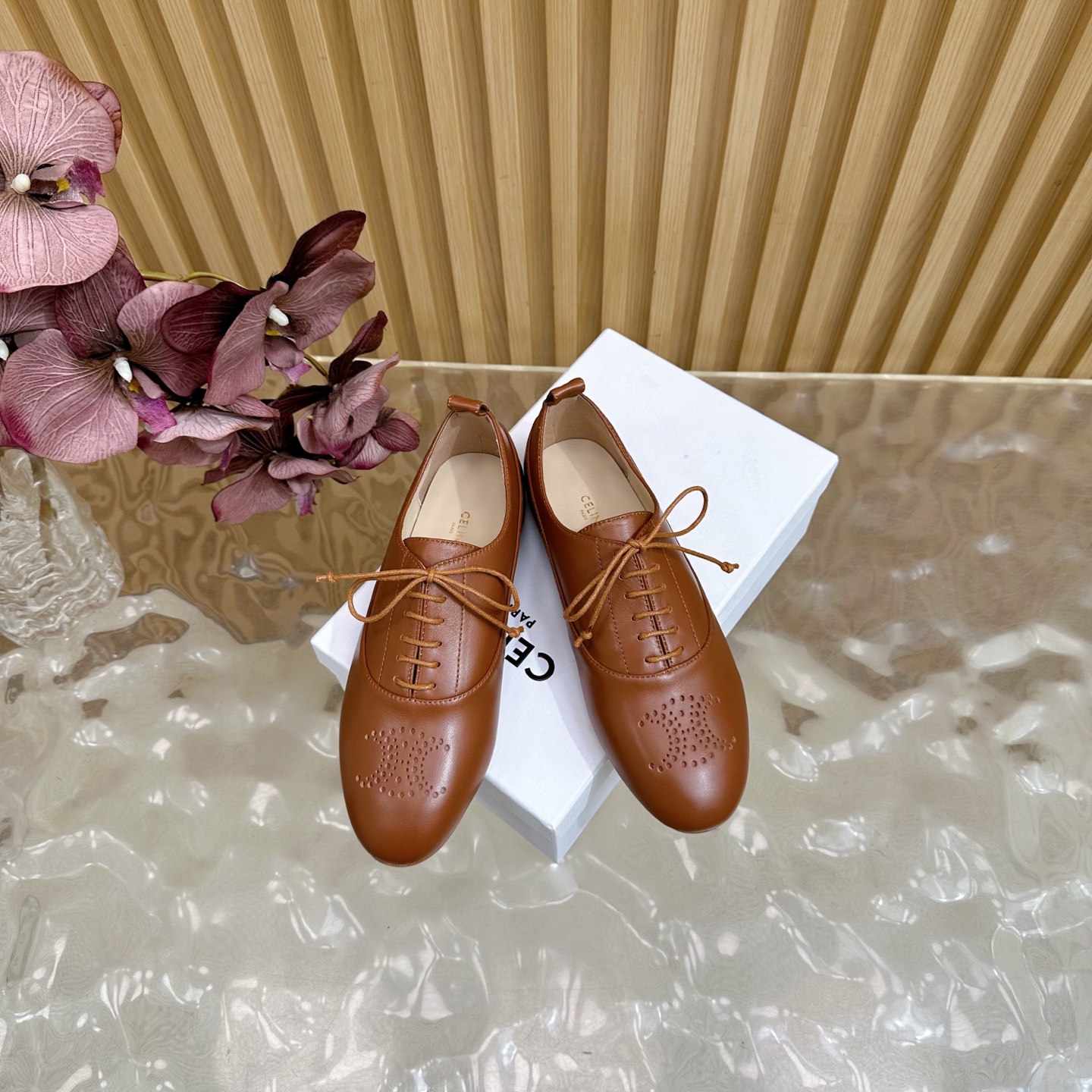 Celine Women's Triomphe Brown Leather Lace-up Dress Shoes Loafers 4 i1758437314337 5000 0 2