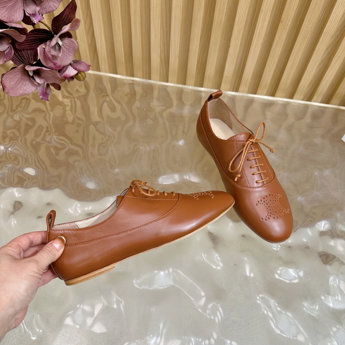 Celine Women's Triomphe Brown Leather Lace-up Dress Shoes Loafers 10 i1758437314348 9599 0 8