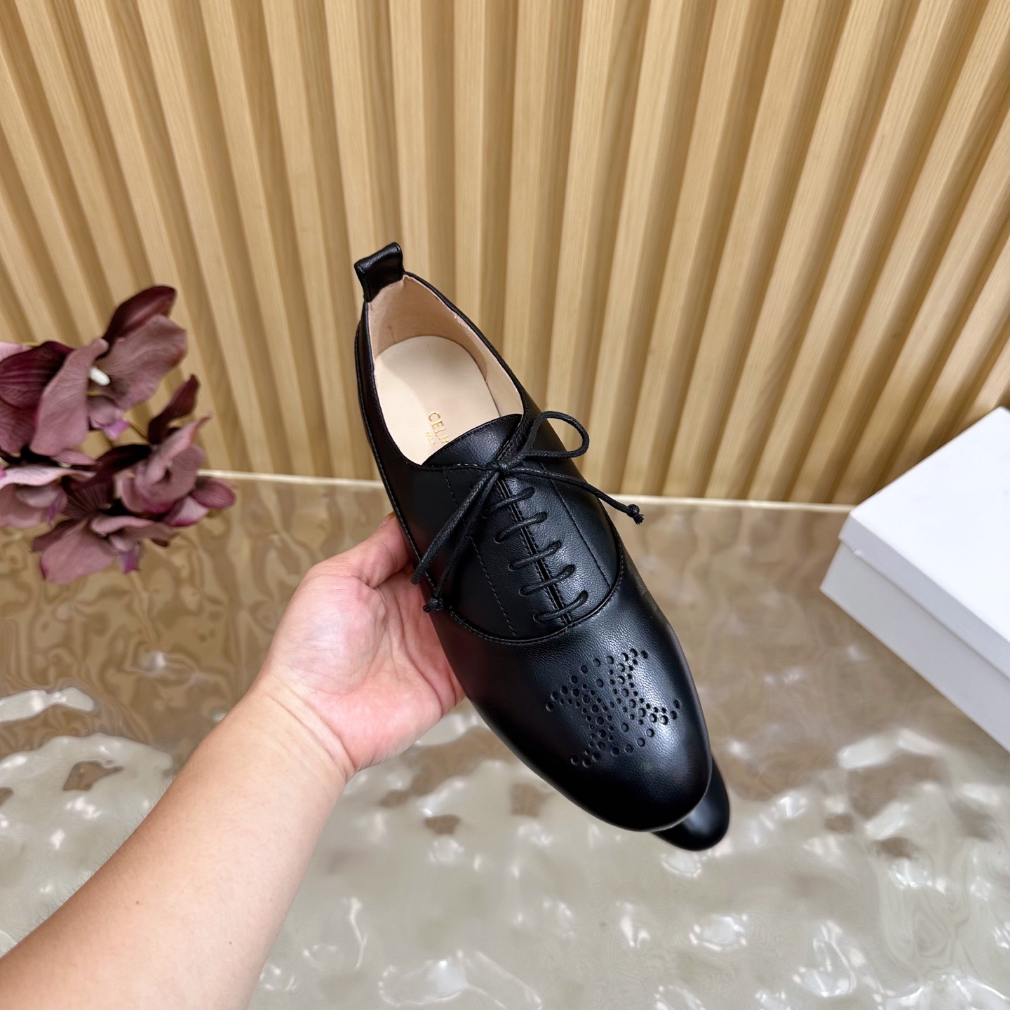 Celine Women's Leather Brogue Shoes Lace-up Flats 10 i1758437339511 3593 0 8