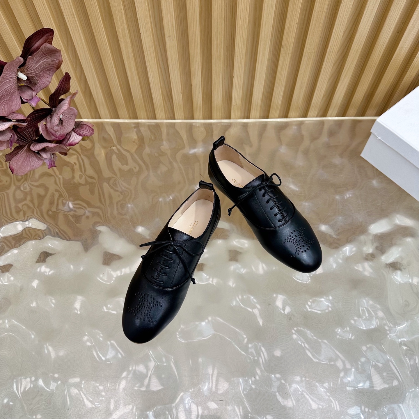 Celine Women's Leather Brogue Shoes Lace-up Flats 7 i1758437343909 6246 0 5