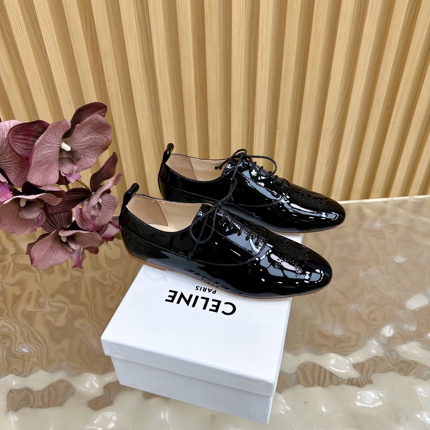 Celine Women's Black Patent Leather Lace-Up Oxford Dress Shoes 3 i1758437384299 874 0 0