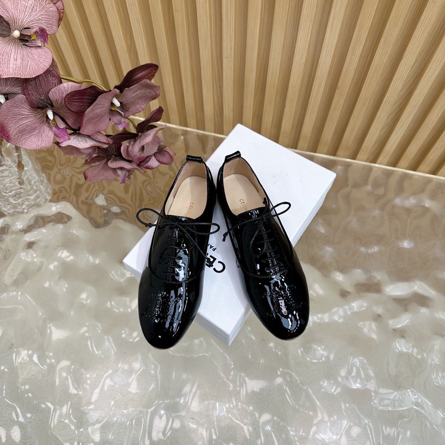 Celine Women's Black Patent Leather Lace-Up Oxford Dress Shoes 4 i1758437384331 7644 0 2