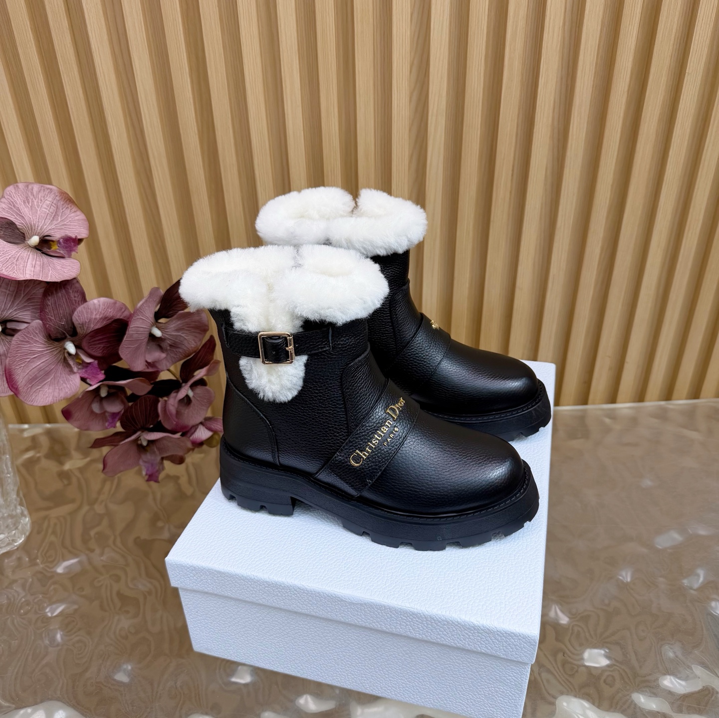 Black Contrast Cuff Ankle Boots