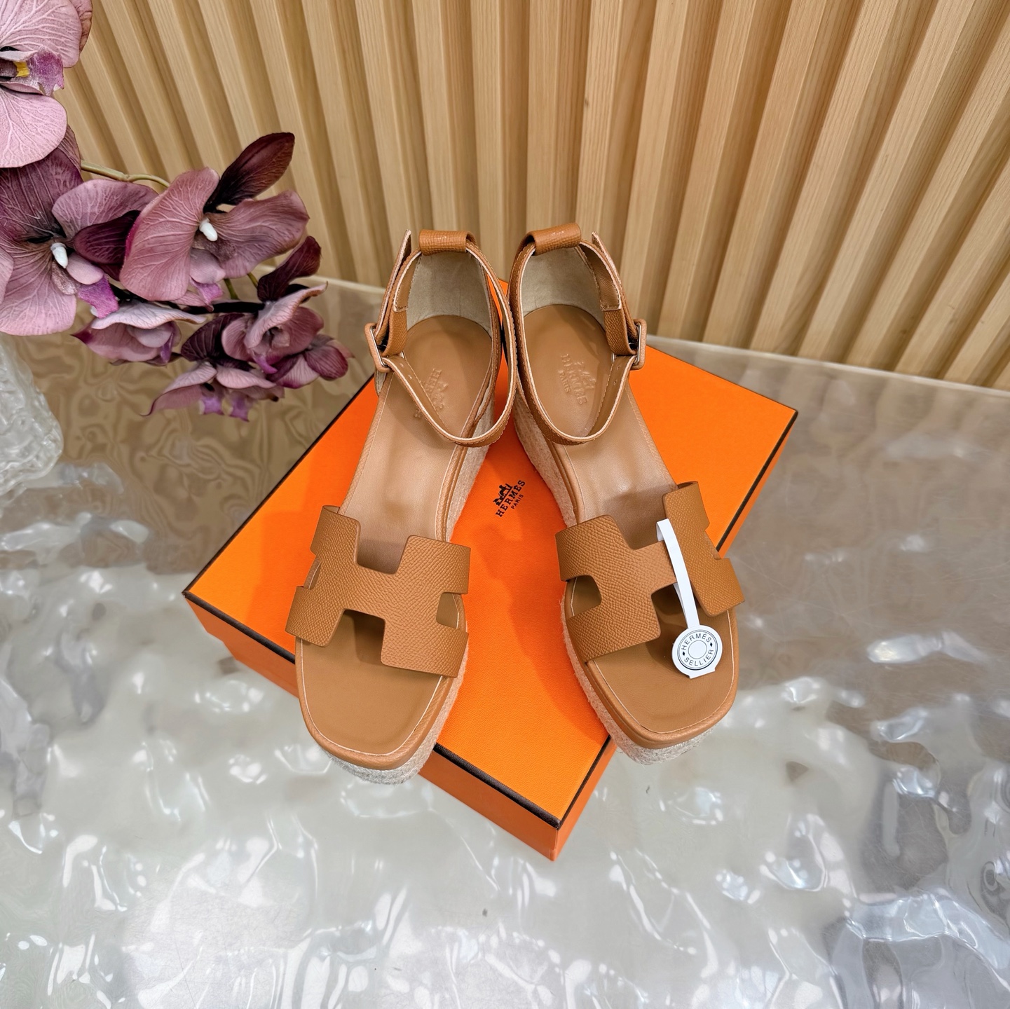 Hermès/爱马仕经典防水台坡跟厚底凉鞋 4