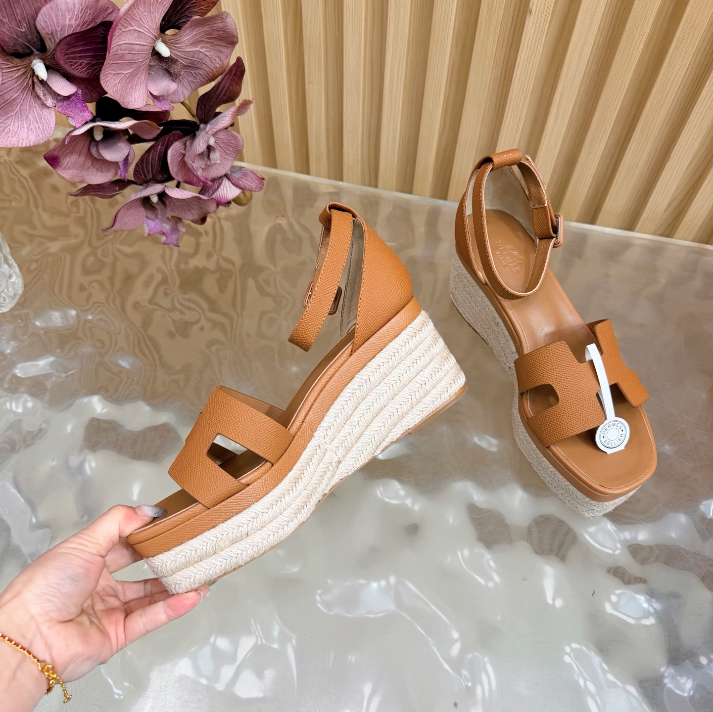 Hermès/爱马仕经典防水台坡跟厚底凉鞋 9