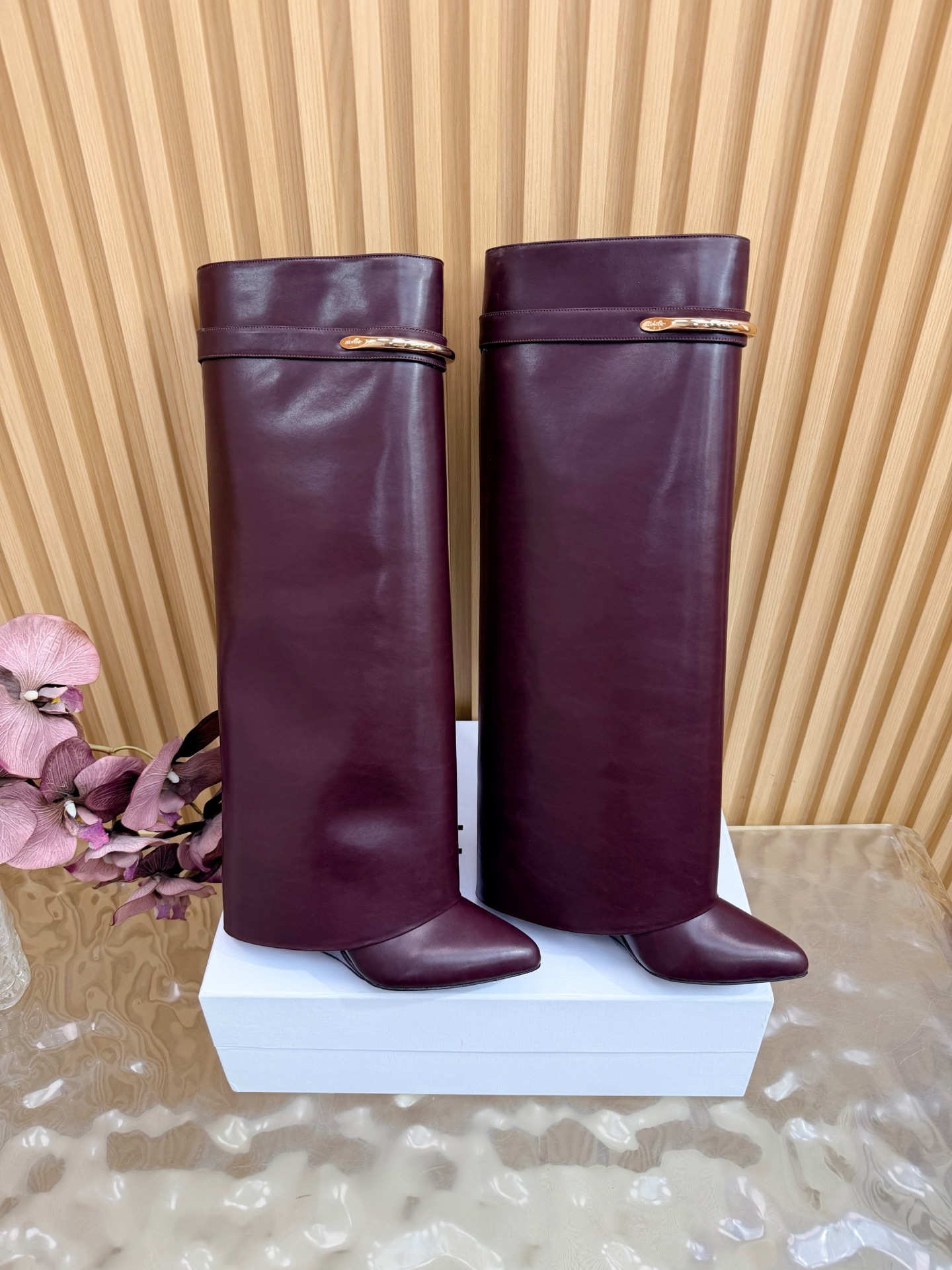 Givenchy Fold-over Metal Bar High Boots