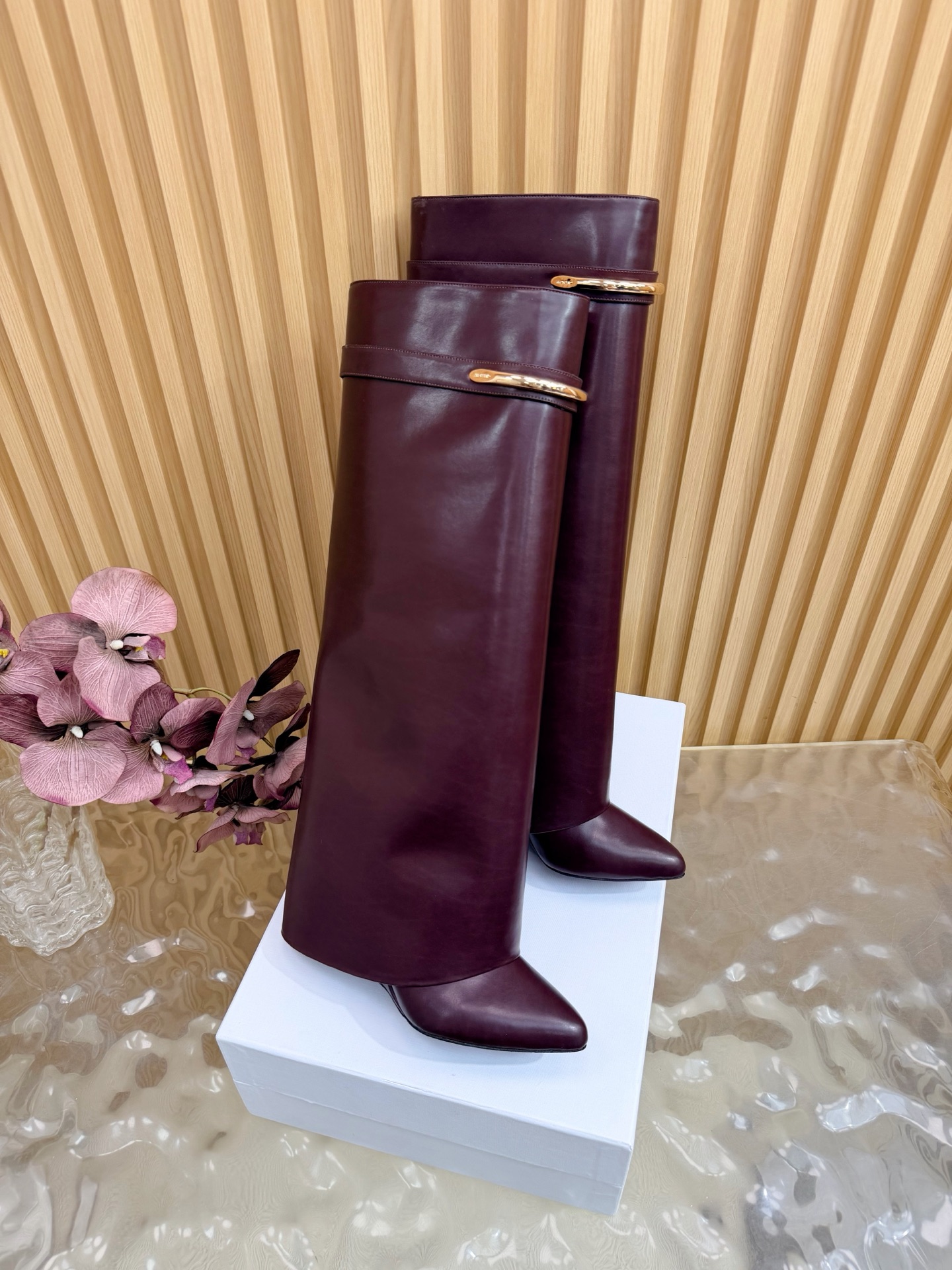 Givenchy Fold-over Metal Bar High Boots