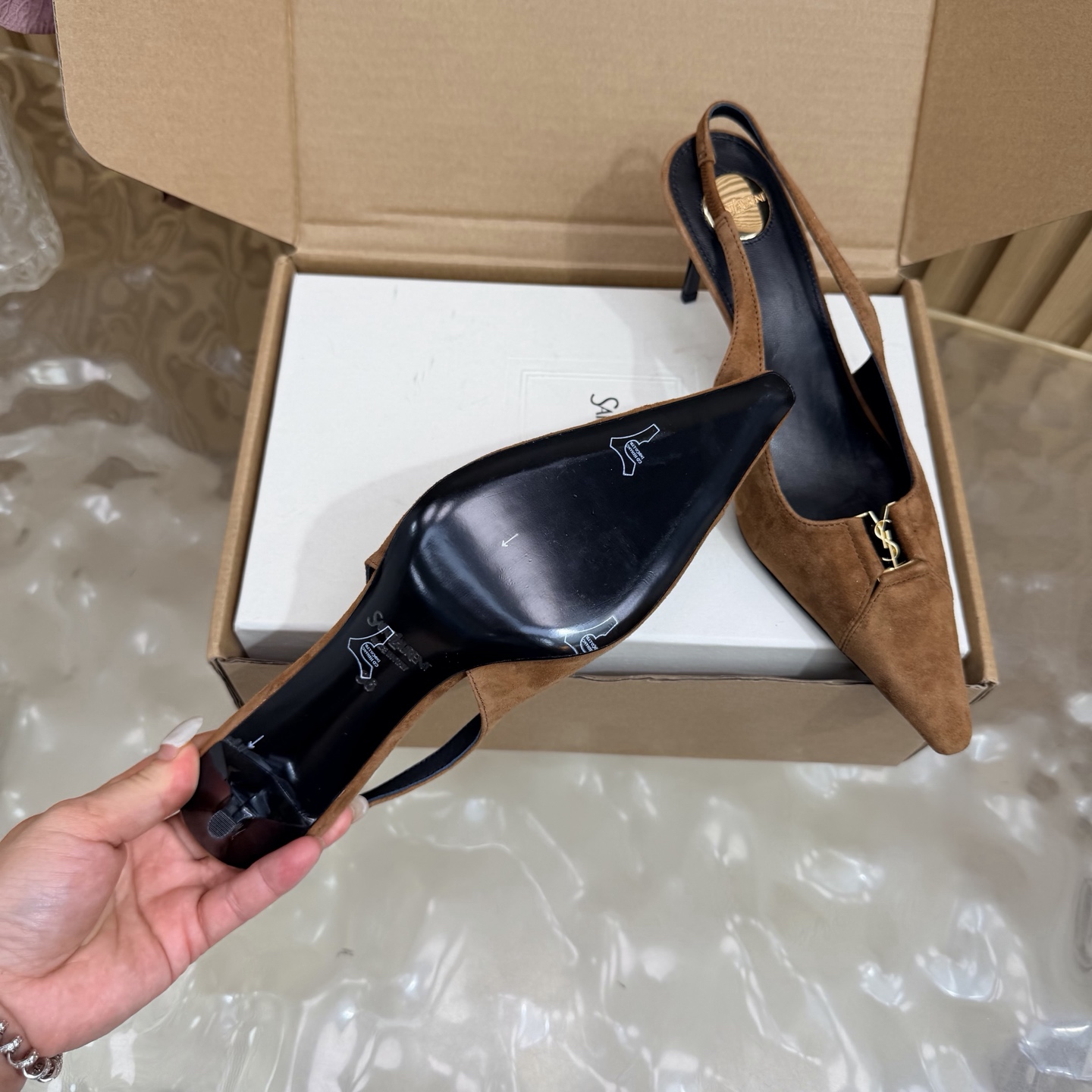 YSL Suede Slingback Pumps