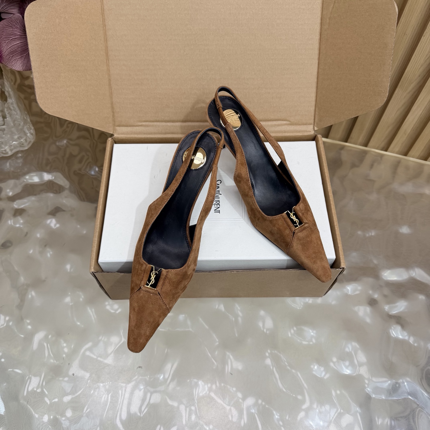 YSL Suede Slingback Pumps