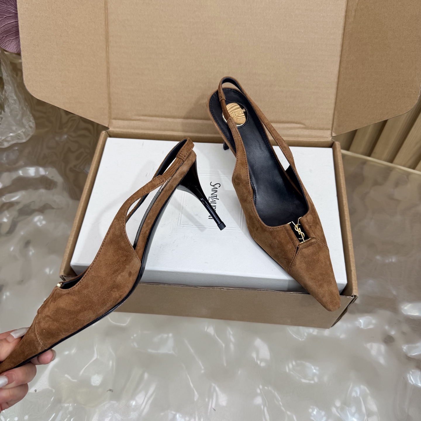 YSL Suede Slingback Pumps