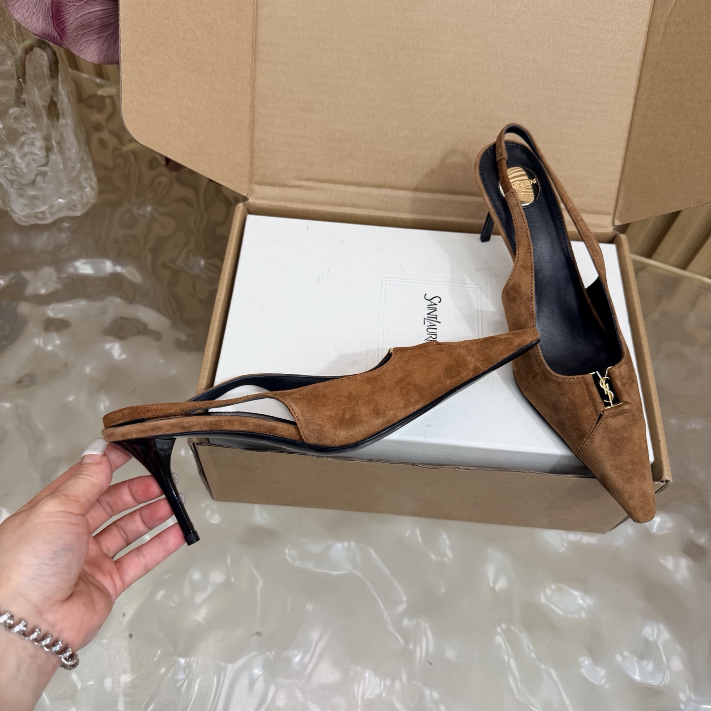 YSL Suede Slingback Pumps