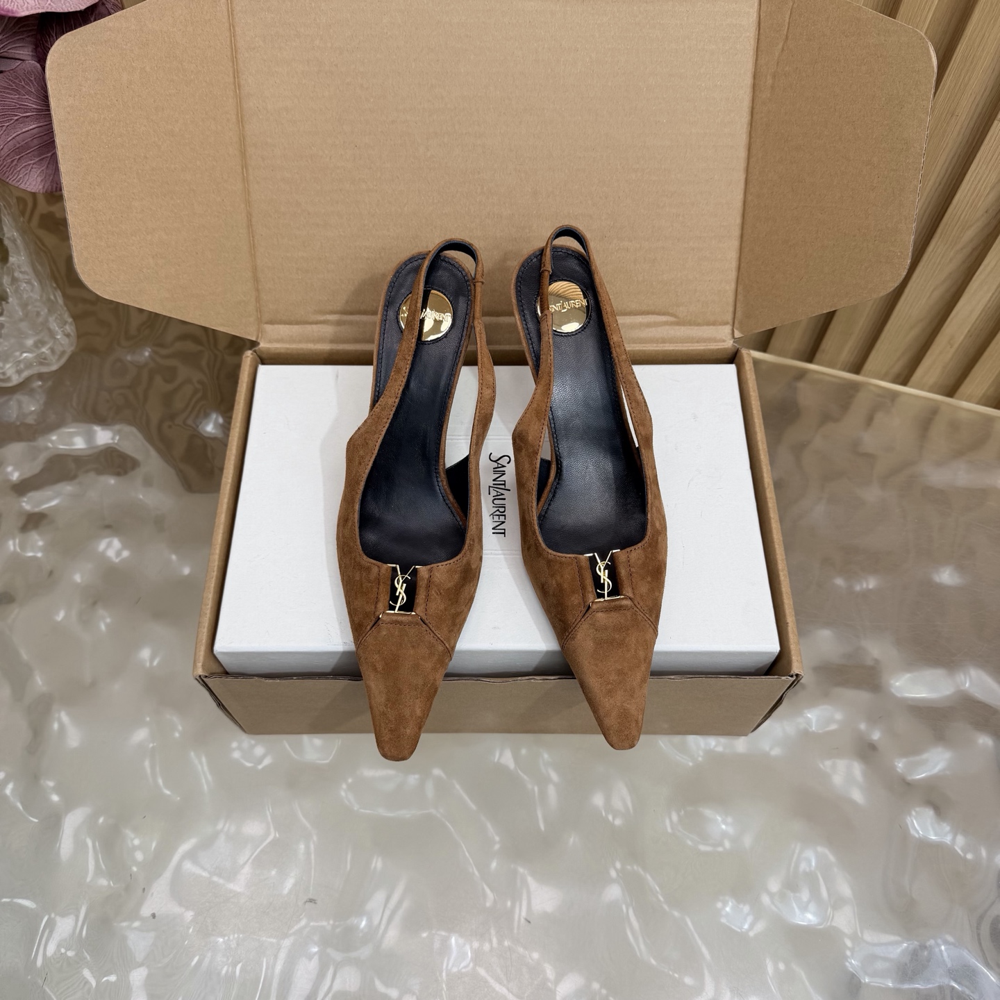 YSL Suede Slingback Pumps